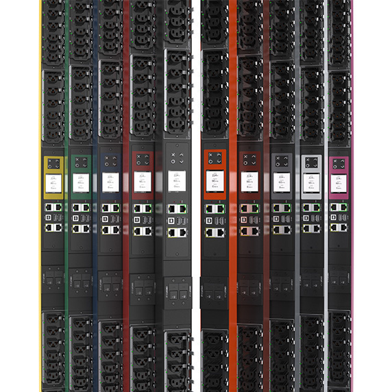 vertical rack power distribution units from Legrand in  multiple color variants