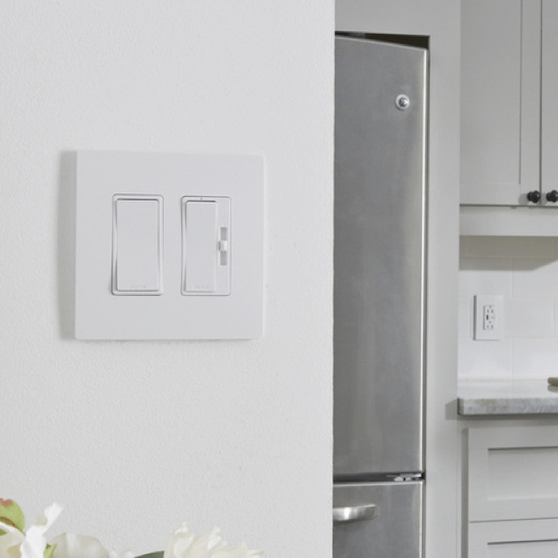 radiant collection switches and dimmers in modern kitchen