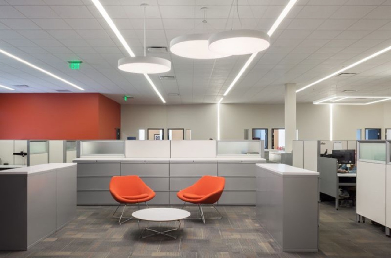 Pinnacle round lighting in above cubicles 