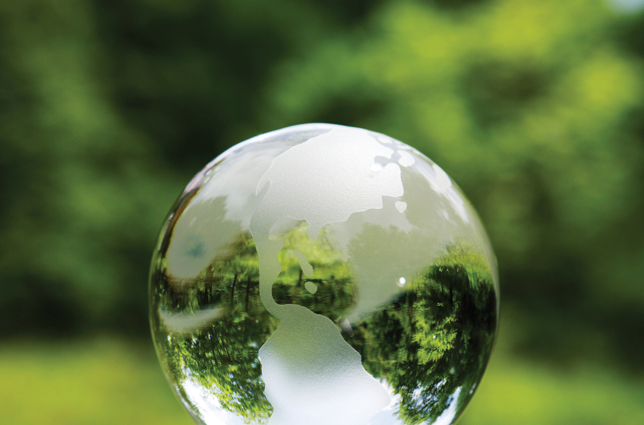 Crystal globe with green background