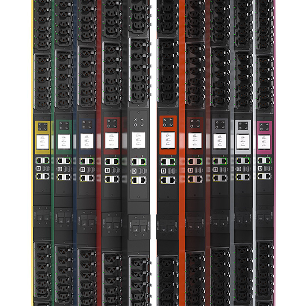 vertical rack power distribution units from Legrand in  multiple color variants