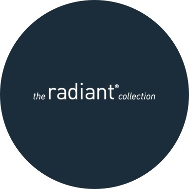 radiant logo with navy blue background