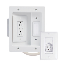 In Wall TV Power Kit with Surge Protective Outlet White