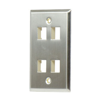 1-Gang, 4-Port Wall Plate, Stainless Steel