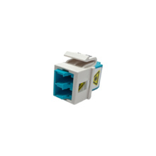 1-LC (2 fibers) fiber Keystone module, Aqua adapater, Fog White Housing