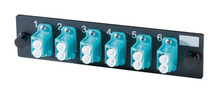 6-LC (12 fibers) multimode aqua adapters with ceramic alignment sleeves