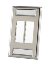 TRACJACK STAINLESS STEEL FACEPLATE, FOUR-PORT Single gang plate