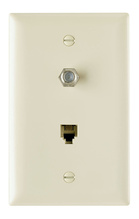 1-Gang Pre-configured Wall Plate with One RJ11 Telephone Jack and One F-Type Coupler, Ivory