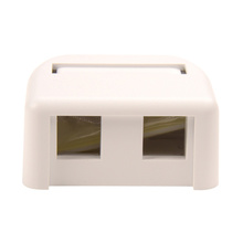 Surface mount box - with label field - White holds two Keystone jacks or modules