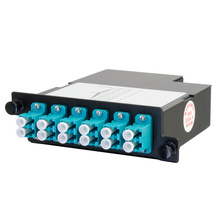 12-FIBER OM4+ M4 CASSETTE WITH 12 LC DUPLEX ADAPTERS TO 1 MPO M- TIER 3- METHOD B- FAR END