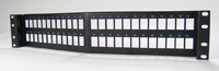 Rear load angled high density jack panel kit for Clarity 6A, 6 or 5E panel jacks, 48 Port