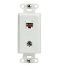 2-Port (1) F-Connector (1) RJ45 Cat 5e Wall Plate, White