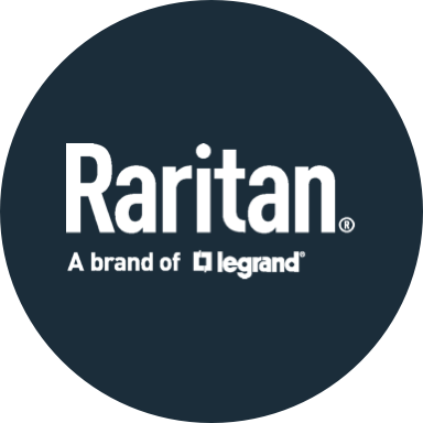 Dark blue circle with white Raritan logo
