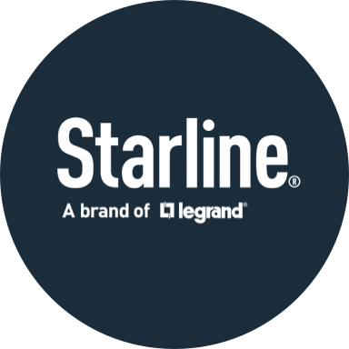 Dark blue circle with white Starline logo
