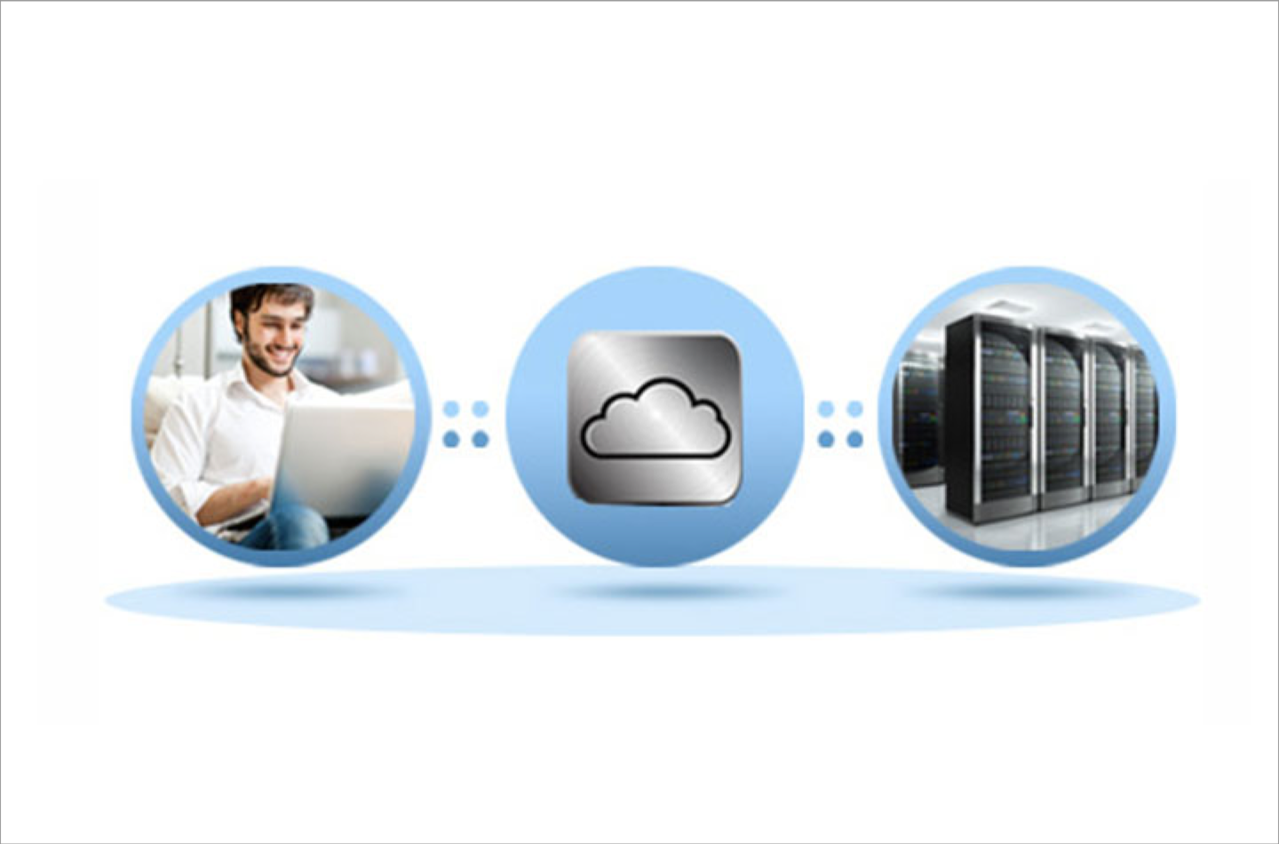 Three bubbles with man on laptop, cloud image, and server to indicate remote BIOS level access