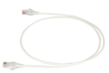 28awg Reduced Diameter CAT 6 channel cord, white, 7'