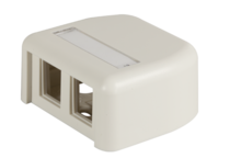 HDJ 2 port plastic surface mount box - fog white - with label field