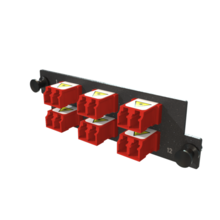 Infinium M4 HDFP Adapter Panel, 6 Keyed Front Non-Keyed Rear LC Duplex Adapters, 12 Fiber, Red